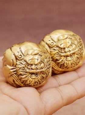 黄铜做旧钟馗核桃手球古文