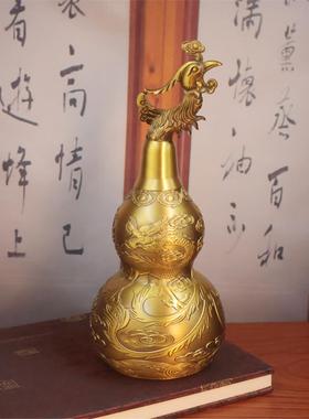 黄铜双凤戏珠葫芦摆饰龙呈