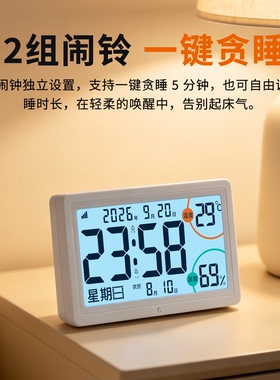 浪牌智能蓝牙对时夜灯温湿度闹钟