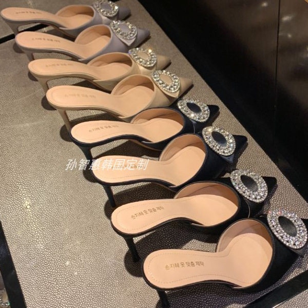 孙智惠zs"永不过时的优雅"成熟温柔方扣水钻细跟半拖平底高跟鞋,淘宝优惠券,粉丝福利购,淘宝优惠卷