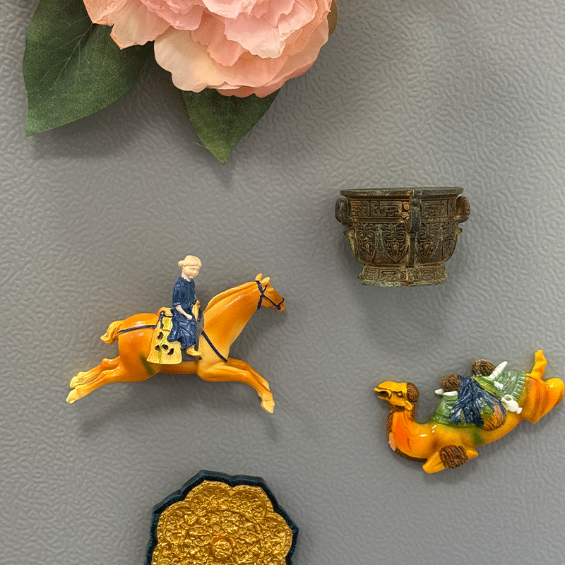 西安博物院三彩腾空马树脂冰箱贴西安文创马年吉祥物伴手礼