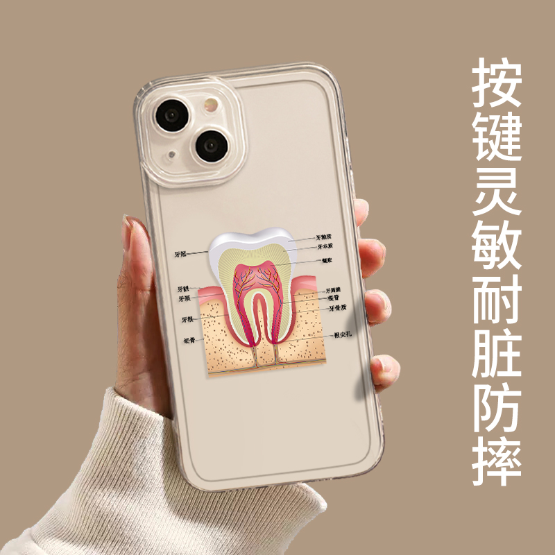 牙医手机壳适用苹果14牙科15套iphone13pro医生12mini护士11promax口腔科x牙齿8plus医学xr类xs生7专用se透明-图0