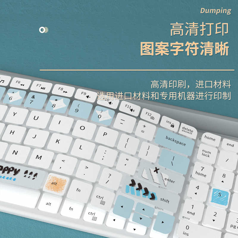 适用于Logitech罗技K580键盘膜MK470台式机超薄按键保护套定制彩绘办公游戏防水卡通贴可爱来图全覆盖-图2