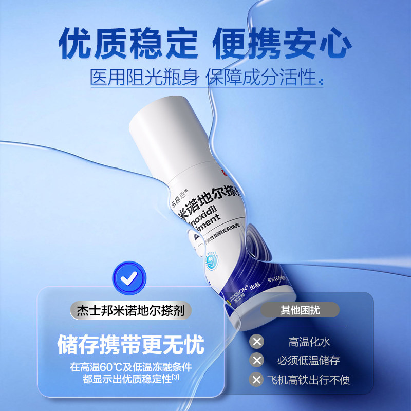 杰士邦米诺地尔搽剂5%第三代男女通用清爽温和生发液育发官旗正品