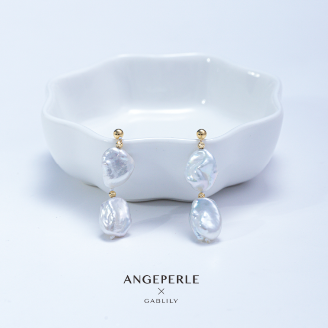 ANGEPERLE/天使之泪淡水珍珠18K金珍珠耳饰8.5-9.5mm气质简约 - 图1