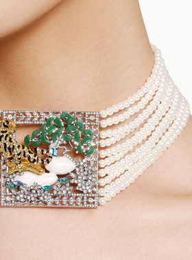 moh虎啸松林珍珠珐琅项链颈圈