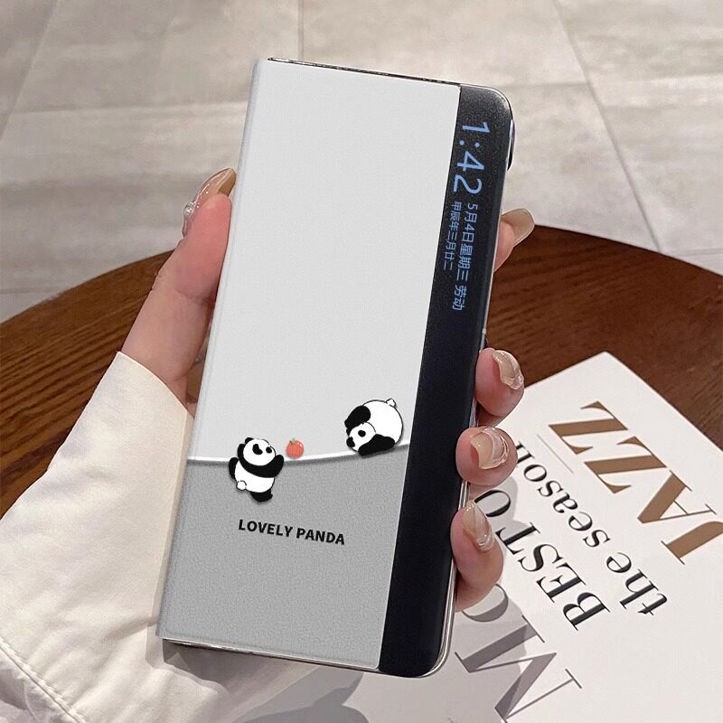 适用荣耀MagicV3手机壳新款折叠屏v2至臻版翻盖保护套VS2招呼熊猫时尚真皮V3全包防摔简约可爱magicvs3高级女 - 图1