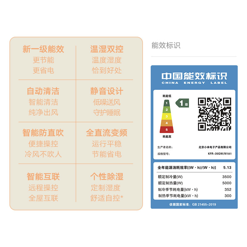 小米空调大1匹1.5 p冷暖两用机 玖伍叁壹电器空调