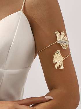 跨境欧美高端手镯潮酷可调节手饰女 简约设计感花朵树叶开口臂环