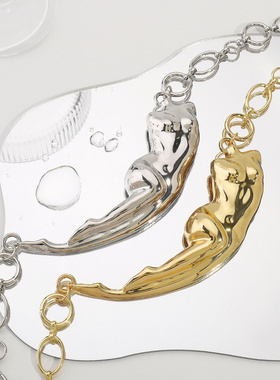 欧美风不规则金属设计项链ZA个性