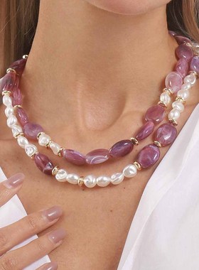 跨境新款小众彩色树脂手工串珠项