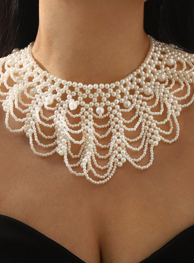 法式复古宫廷风豪华手工编织仿珍