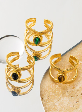 跨境热销不锈钢镶钻镂空交叉戒指