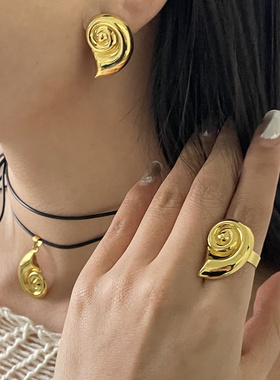 欧美夏季休闲度假风海螺合金耳环