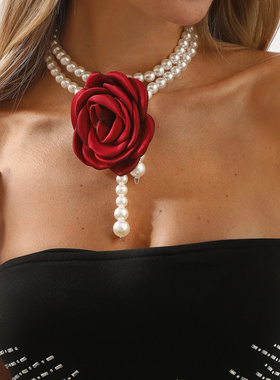 新款法式复古巴洛克玫瑰花朵chok