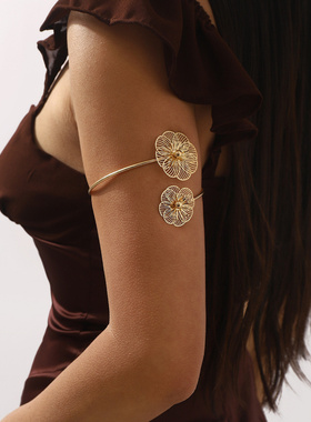 跨境镂空立体花朵臂环轻奢风花卉