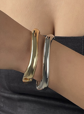 不规则几何还好弹簧高端手镯欧美跨境简约手环个性时尚气质手饰女