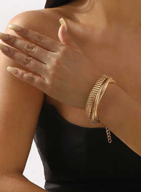 B3386跨境外贸简约几何开口金属