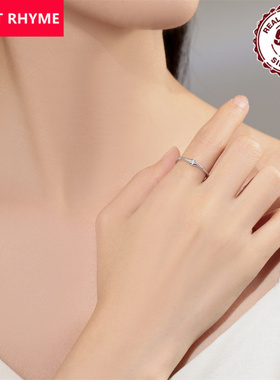 跨境现货S925纯银菱形玻珠开口戒