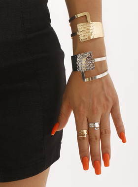 几何线条镂空开口手镯戒指不规则