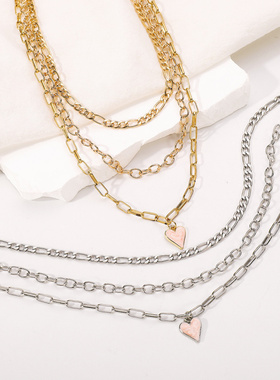 11457欧美轻奢小众多层滴油粉色