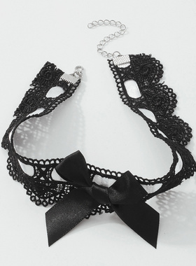 欧美时尚气质短款项链蕾丝蝴蝶结