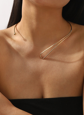 小众设计感线条C型项圈欧美简约