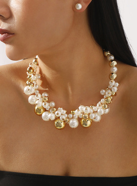 跨境创意精致华丽宴会仿珍珠短款