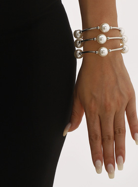 跨境欧美ins冷淡风气质珍珠优雅