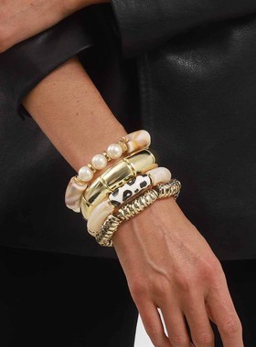 跨境秋冬新款美拉德风弹力手镯手