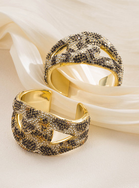 秋冬新款超闪满钻开口手镯跨境夸