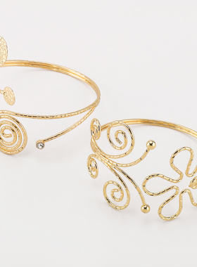 简约镂空金属蝴蝶花朵开口臂环写