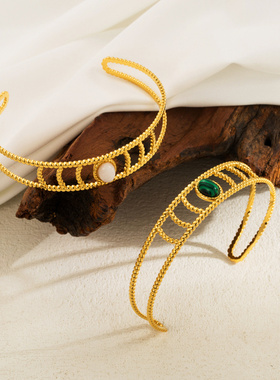 ZB0220法式不锈钢保色松石镂空月