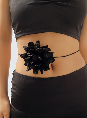 欧美法式布艺花朵绑带项链性感时