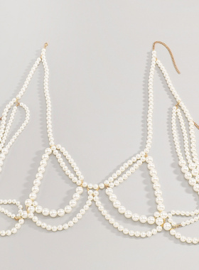 欧美风珍珠镂空比基尼胸链辣妹性