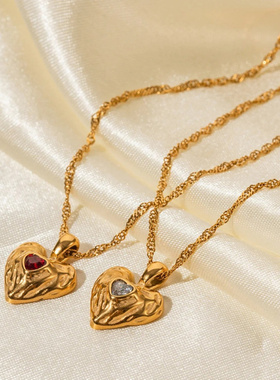 欧美INS风小众母亲节爱心项链合