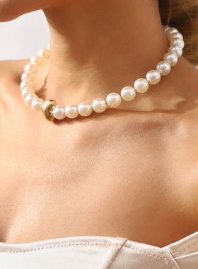 跨境热销复古珍珠项链女轻奢高级