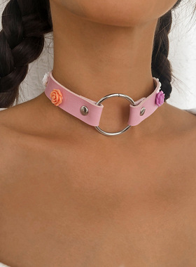 欧美跨境饰品简约皮革金属搭扣项