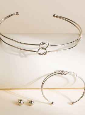 欧美跨境个性潮流夸张朋克环扣女项圈开口设计复古高端项链女套装