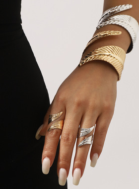 3305跨境欧美几何树叶交叉开口手