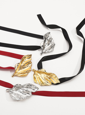 ZA同款跨境欧美热销立体树叶项链