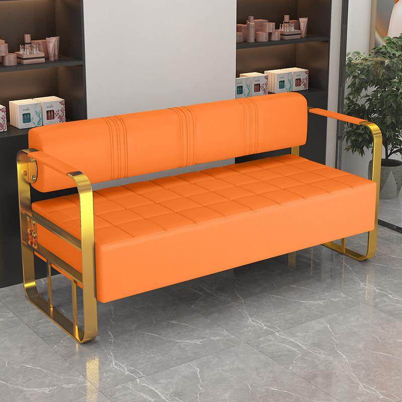 北欧网红美发店沙发等候椅简约轻奢婚纱服装店接待洽谈不锈钢长椅 - 图1