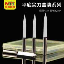 Witty Tungsten Steel 4mm Flat Bottom Sharp Knife Relief Tool Bit Taper Lettering Knife Numerical Control Computer Engraving Machine Cutter Whole Box