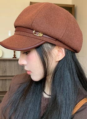 日系显脸小百搭女鸭舌八角帽