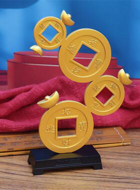 金属铜钱招财摆件大号蟾龙