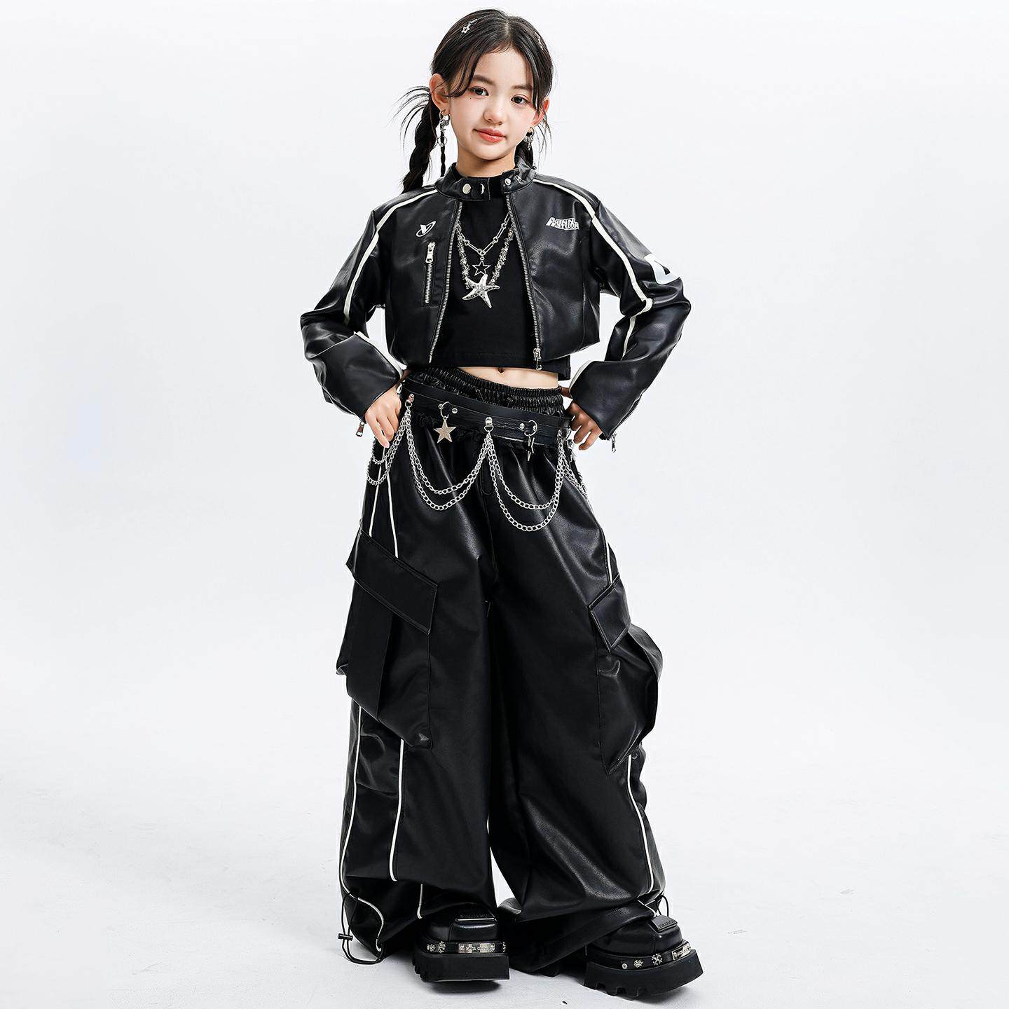 女童爵士舞服装机能风潮酷时髦夹克套装少儿jazz元旦表演服练功服,淘宝优惠券,粉丝福利购,淘宝优惠卷