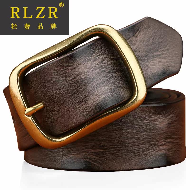 男真皮个性铜扣休闲复古手工裤腰带 RLZR腰带/皮带/腰链