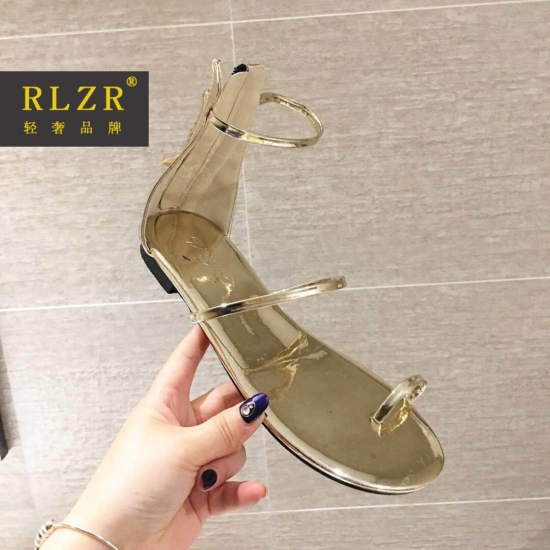 ins网红风金色罗马bling女凉鞋 RLZR单鞋