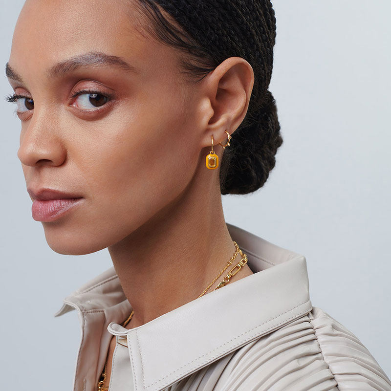 秋冬新品彩色小方糖闪钻可拆卸耳环 wyk耳环