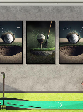 高尔夫球装饰画golf俱乐部办公室背景墙抽象挂画户外运动壁画